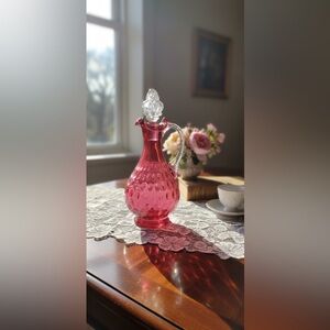 Fenton Vintage 
 Cranberry Art Glass Decanter with Stopper